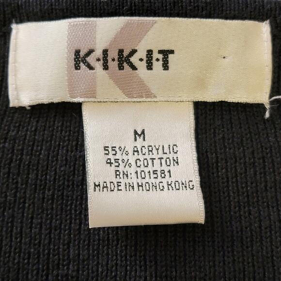 VTG 90s Kikit Sweater Womens M Black Brown Gold Floral Sequin Beaded Embroidered - Picture 8 of 8